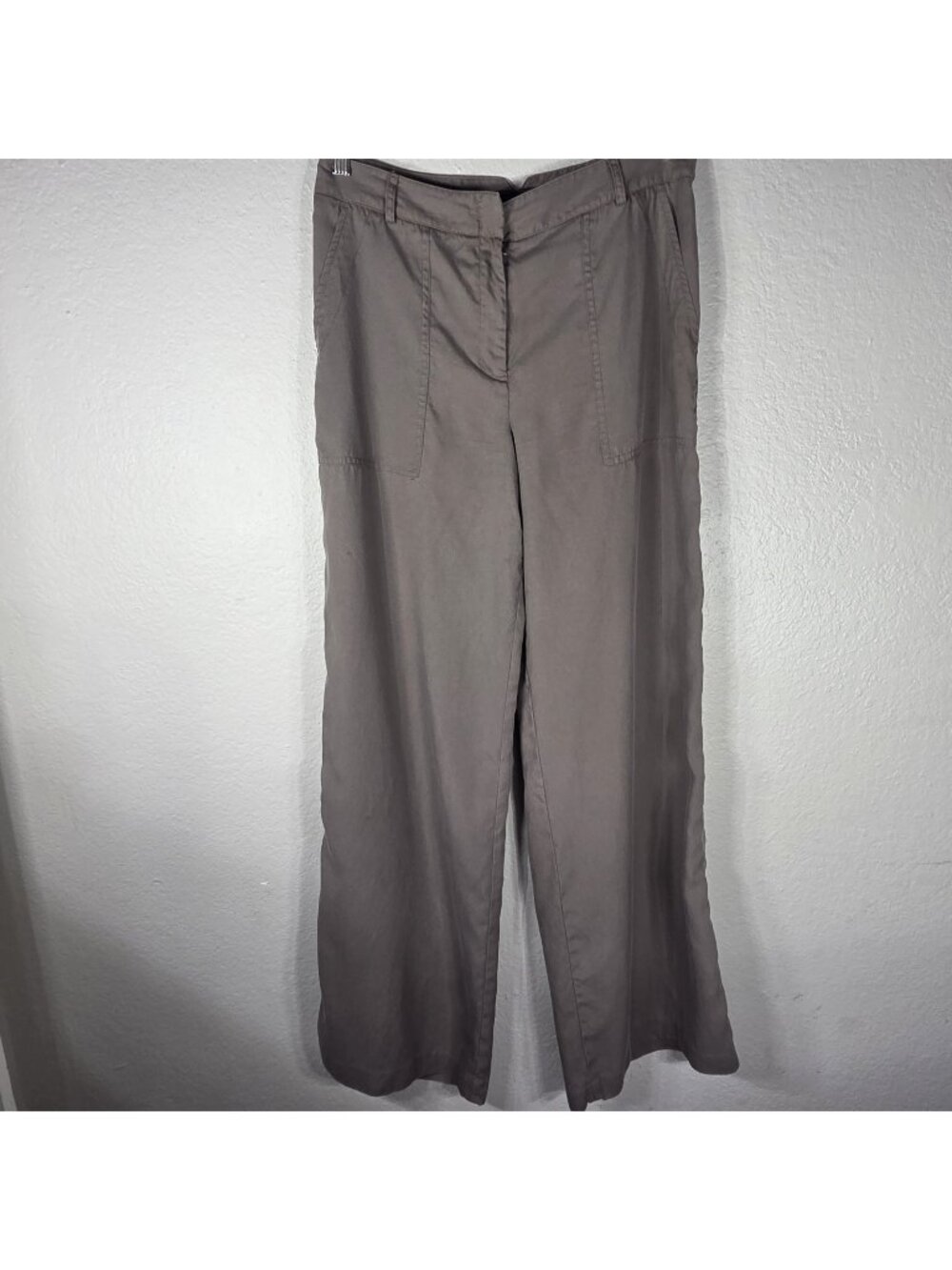 BCBGmaxazria Brown Wide Leg Trousers Pants Womens Size 6 High Waist Button